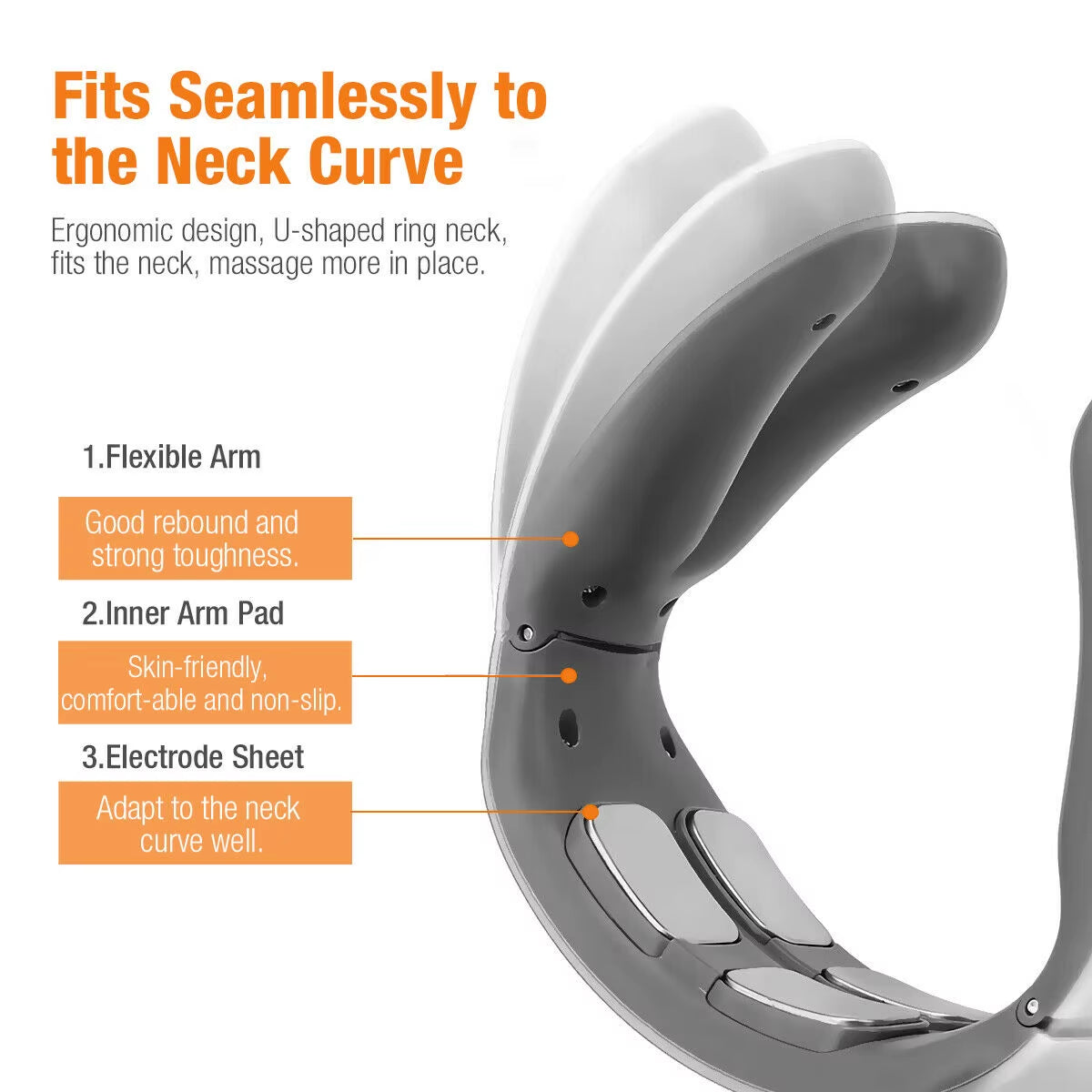 Masajeador Eléctrico para Cuello y Hombros con Pulso TENS, Amasado de 4 Cabezas, Pulso Magnético, Calor y Alivio del Dolor para la Vértebra Cervical.