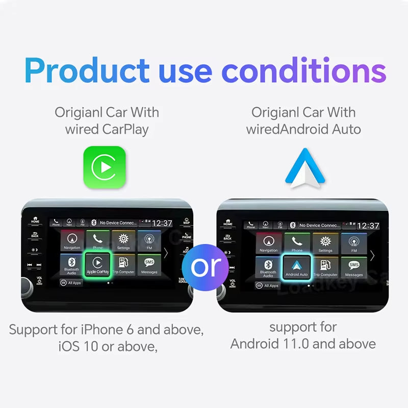 Acodo 2In1 Mini Adapter Carplay&Android Auto Wireless to Wired 5.8Ghz Wifi Plug and Play for 99% Original Car with Wired Carplay